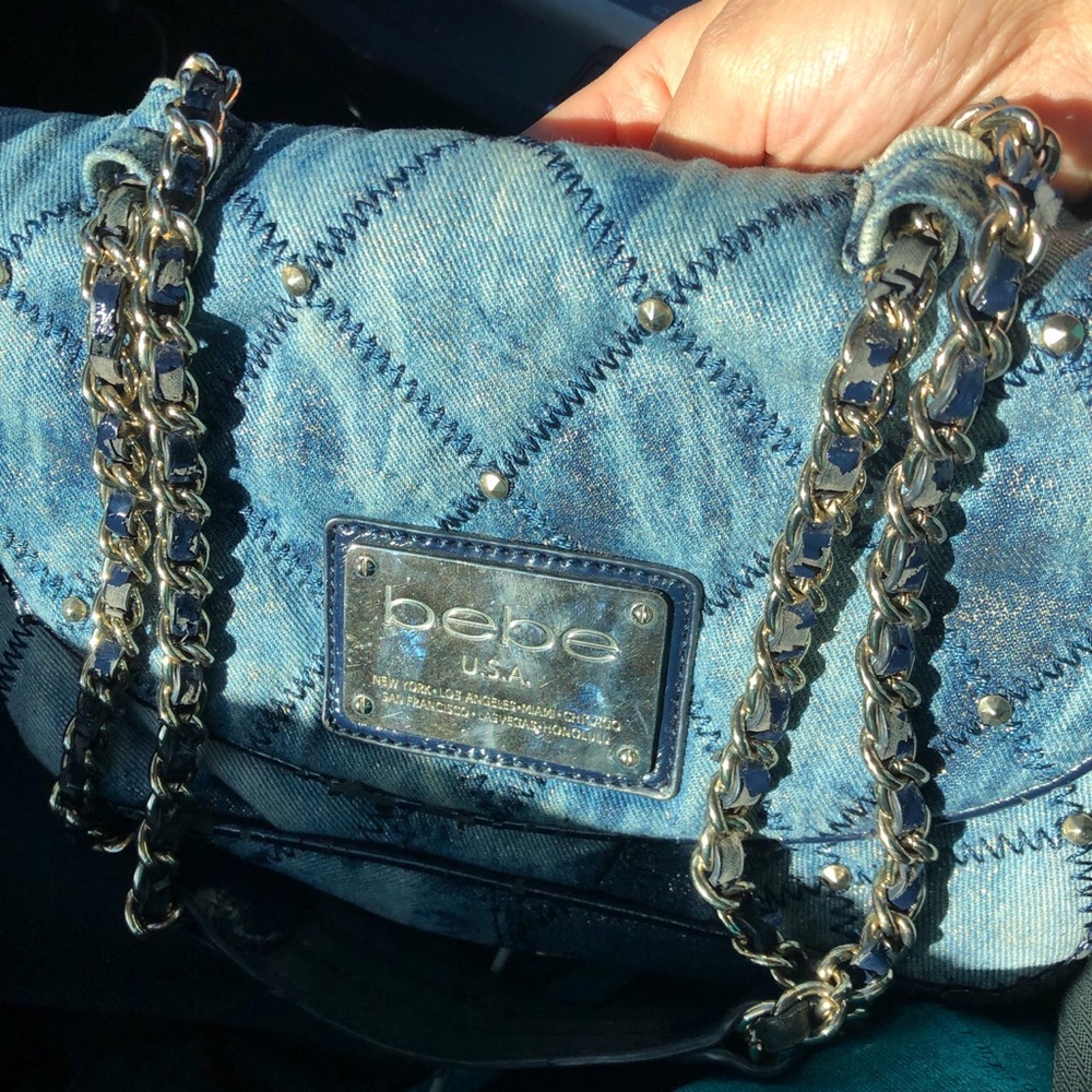 SELLING BLUE AND SILVER DENIM BEBE PURSE